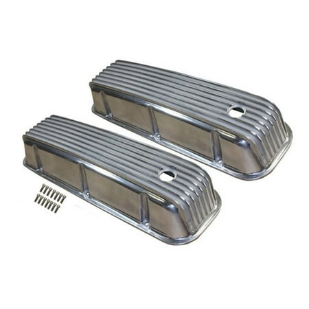BBC BIG BLOCK CHEVY TALL FINNED POLISHED ALUMINUM VALVE COVERS 396 427 (Best Flowing Big Block Chevy Heads)