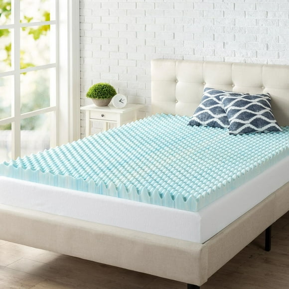 Zinus Spa Sensations  3 Inch Swirl Cooling Gel Memory Foam Air Flow Mattress Topper, Full, Queen, King