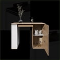 thumbnail image 3 of Kitchen Island 47.4” Wide with 1 Cabinet & 5 Shelves, White-Natural Oak | Modern | Medium (40-55in), 3 of 7