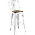thumbnail image 1 of Industrial Country Cottage Farm Beach House Bar Pub and Dining Kitchen Bar Side Stool Chair, Metal Steel Wood, White, 1 of 5