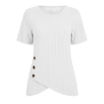 thumbnail image 6 of TGSLY Women's Ribbed Knit Tops Lightweight Soft Crew Neck Short Sleeve Shirts Dressy Casual Solid Color Asymmetric Wrap Hem Tunic Blouses M, 6 of 10
