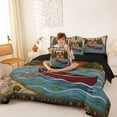 thumbnail image 3 of Feelyou Rustic Tribal Lake Cabin Canoe Bedding Comforter Set for Men Boys, Hunting Animal King Bedding Sets, Green Brown, Black Reversible, 7 Pieces, 3 of 7