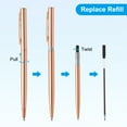 thumbnail image 3 of Bolígrafo metálico delgado Uxcell, bolígrafos retráctiles con clips para oficina de negocios, estilo de invitado de boda 1 oro rosa, 3 of 6