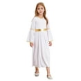 thumbnail image 3 of Aislor Girls Praise Dance Dress Liturgical Worship Metallic Patchwork Bell Long Gown Church Dancewear White 16, 3 of 7