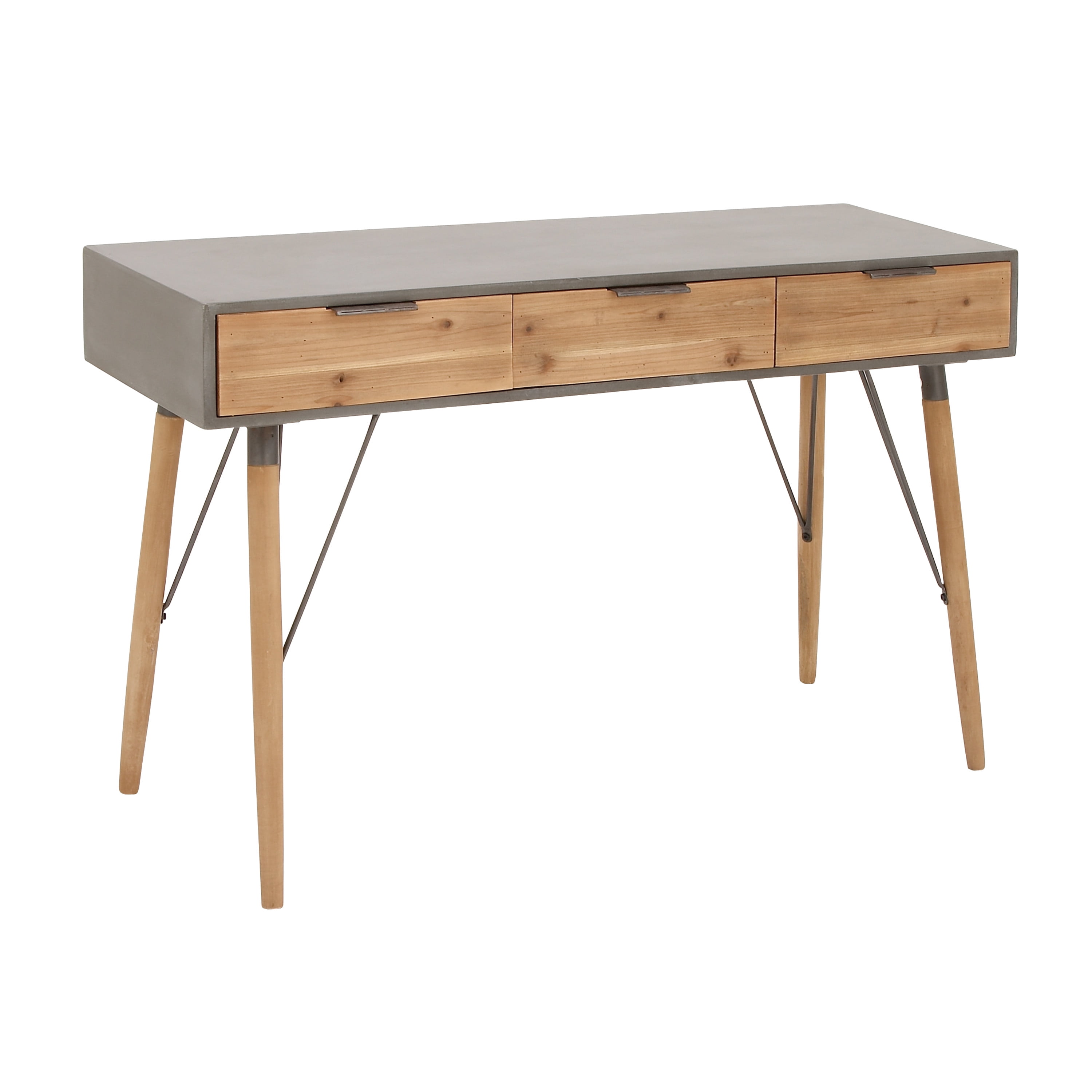 DecMode 48" x 30" Brown Wood 3 Drawers Console Table, 1-Piece