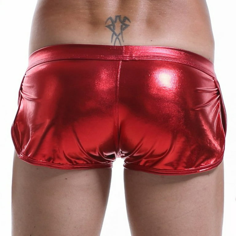 AnuirheiH Men's Lingerie Sexy Underwear Patent Shorts Underpants Leather  Boxer Briefs 4$ off 2nd item 
