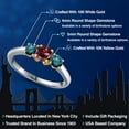 thumbnail image 2 of Gem Stone King 10K Two Tone Gold Red Rhodolite Garnet and Blue Diamond Engagement Ring for Women | 1.14 Cttw | Round 5MM | Gemstone January Birthstone | Size 5, 2 of 6