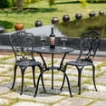 thumbnail image 2 of Outdoor Bistro Set 3 Piece Patio Bistro Set, Cast Aluminum Bistro Table and Chairs Set of 2, Small Patio Table Set for Porch, Black, 2 of 8