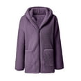 thumbnail image 5 of QATAINLAV Womens Warm Fuzzy Zip Up Hoodie Jackets Fall Winter Faux Fur Coats Outdoor Long Sleeve Fleece Hooded Sweatshirts, Purple, XXXL, 5 of 7