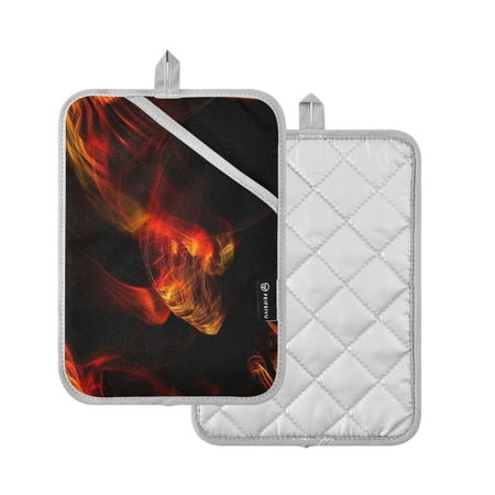 

2 Pcs Pot Holders Sets Oven Mitts Square Potholders Oven Hot Pads Heat Resistant for Kitchen Cooking Baking 7 x9.8 Red and Yellow Mist