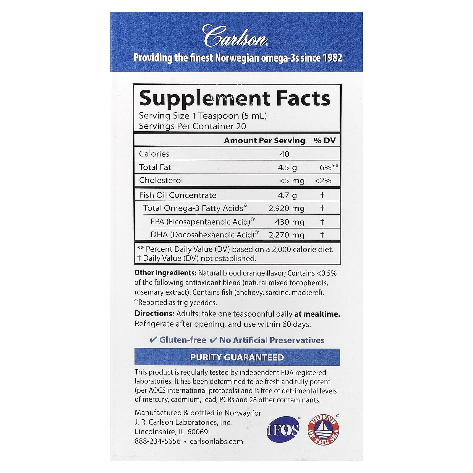 Carlson Elite DHA, Natural Orange, 3.3 fl oz (100 ml)