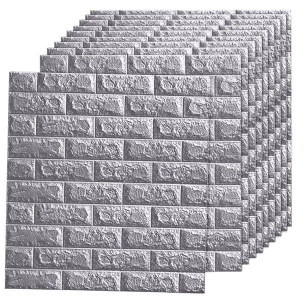Papel Tapiz Autoadherible Ladrillo Espuma Gris Grande 10pcs Lab.G Papel Tapiz