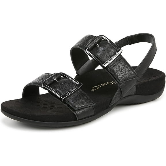 VIONIC Womens Reese Slingbacks Heeled Sandal - Black Leather