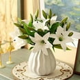 thumbnail image 4 of Premium Artificial Lilies - Realistic Plastic Flowers for Home Decor, 14.1" White/Yellow/Pink, Fade-Resistant & Waterproof Simulation Flowers, 4 of 6