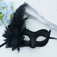 thumbnail image 2 of Xfvqtps Mardi Gras Mask for Women Masquerade Masks Half Face Feather Flower Glitter Lace Carnival Mask for Makeup Performance Ball Party Black-03, 2 of 3