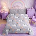 thumbnail image 2 of Manfei Cute Unicorn Full Size Comforter Sets 3-Piece,Cartoon Animal Bedding Comforter Set,1 Comforter and 2 Pillowcases,Reversible, 2 of 6