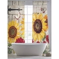 thumbnail image 5 of Red Yellow Sunflowers Sheer Curtains 96 Inch Length 2 Panels Set Window Treatments, Retro Rustic Barn Doors Butterfly Brown Rod Pocket Semi Curtains for Living Room/Bedroom/Kitchen, 104"W x 96"L, 5 of 7