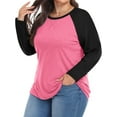 thumbnail image 3 of WellSize Plus Size T Shirts for Women Color Block Long Sleeve Fall Tops Casual Tee Crew Neck Blouses, 3 of 8