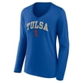 thumbnail image 2 of Women's Royal Tulsa Golden Hurricane Campus Long Sleeve V-Neck T-Shirt, 2 of 3