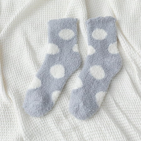 

MIARHB Women Coral Fleece Socks Women Autumn And Winter Tube Socks Sleep Socks Cute Home Polka Dot Thick Stockings