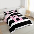 thumbnail image 3 of Feelyou Diamond Letter B King Size Comforter Sets, Giltter Monogrammed Bedding Comforter Set, Chic Abstract Stripes Reversible Bedding Set,Ultra Soft Home Decor,3 Pieces, 3 of 8