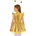 thumbnail image 2 of Raenseen Kids Girls 2pcs Alien Dress Up Outerspace Robot Outfit Flying Sleeve Twirl Swing Dresses Gold 16, 2 of 6