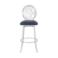 thumbnail image 2 of Lotus Faux Leather 26" Bar stool in Brushed Stainless Steel and Gray, 2 of 6