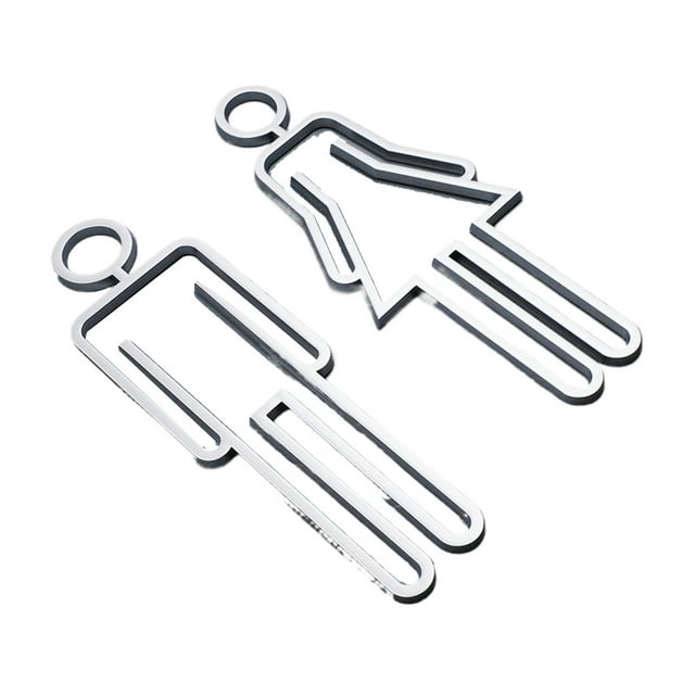 Señal de Puerta de Baño Cateissary Acrílico Plata Tipo 1