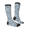 thumbnail image 3 of Fotbe Blue Bathroom print Women's Men's Novelty Crew Socks Cotton Socks Knee High Socks for Walking,Running,Nurses,Pregnancy, 3 of 8