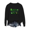 thumbnail image 1 of Fadeal Chandail en Molleton pour Femmes St Patricks Printemps Col Rond Imprimé Lettre St. Day Ample Décontracté Chandail à Capuchon St Patricks Day Noir S, 1 of 4
