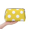 thumbnail image 4 of Gaeub Yellow And White Polka Dot Printed Travel Cosmetic Bag,Makeup Bag, Large Capacity Toiletry Bag for Women, Portable Pouch Make Up Organizer with Zipper and Divider, 4 of 8