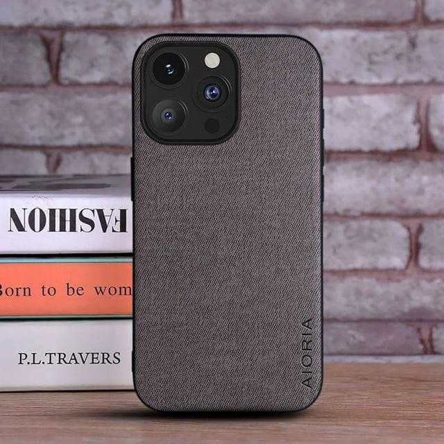 Case For iPhone 15 16 14 13 12 11 Pro Max Mini Coque Luxury Textile Leather Phone Cover Funda for iphone 16 pro max case capa Dark Gray for iPhone 15 Plus