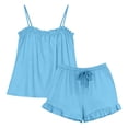 thumbnail image 3 of Jewelreauty Womens Soft Pajamas 2 Piece Satin Shorts Sets Camisole Sleeveless Summer Pjs Sleep Matching Outfits (S, Light Blue), 3 of 7