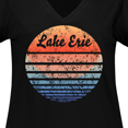 thumbnail image 4 of Inktastic Lake Erie Distressed Retro Sunset Women's Plus Size V-Neck T-Shirt, 4 of 5