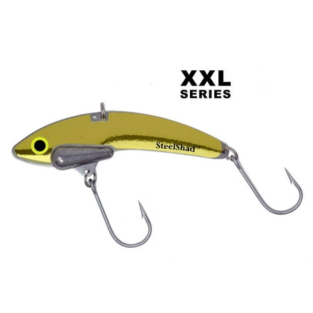 SteelShad XXL - 2 oz - Gold - Long Casting Lipless, Crankbait, Perfect for Musky, Tuna, Redfish, Striper, Any Large Game Fish - Fresh & Salt Water (Best Bait To Catch Redfish)