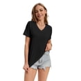 thumbnail image 2 of Women's Casual Active Style 2 Pack V Neck Short Sleeve Fitted T-Shirt Stretchy Bodycon Basic Top, 2 of 7