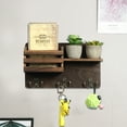 thumbnail image 7 of Wall Mounted Mail Holder Wooden Key Holder Rack Mail Sorter Organizer with 4 Double Key Hooks and A Floating Shelf Rustic Home Decor for Entryway or Mudroom, 7 of 7