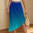 thumbnail image 4 of Kaemgyyd Skirts for Women Summer Gradient Ruffle Hem Flowy Midi Skirt Trendy Elastic Waist Asymmetric Skirt Vacation Beachwear, 4 of 7