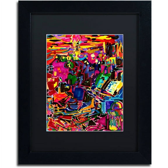 Trademark Fine Art "Fire In The Arcade" Canvas Art by Josh Byer, Black Matte, Black Frame