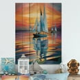 thumbnail image 2 of Designart "Sailboat euphony At Sea" Nautical & Beach Print on Natural Pine Wood, 2 of 5