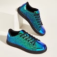 thumbnail image 3 of LUCKY STEP Womens Glitter Sneakers Sparkly Low Top Lace-Up Casual Shoes,Green Hologram, 3 of 9