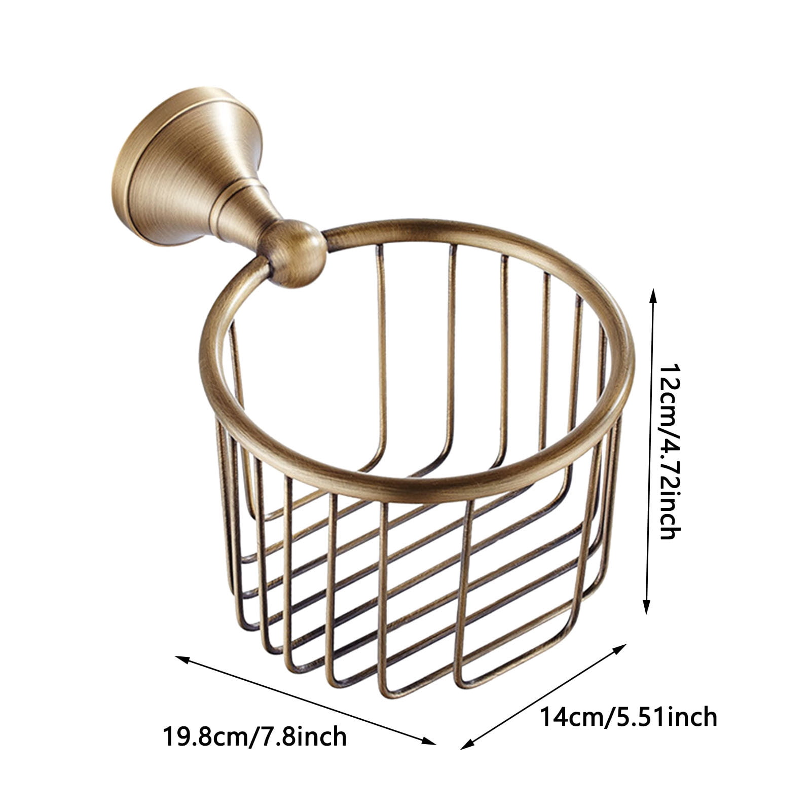 Retro Metal Toilet Paper Holder - Wall Mounted Wire Basket Design with Rust-Resistant Finish, Space-Saving Tissue Roll Storage Rack for Bathroom, Vanity or Powder Room