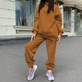 thumbnail image 3 of 2x Womens Tracksuit Casual Outfits Pants Set Pullover Warm Sweatsuit Hoodies for Jogging Yoga Workout Sports Brown XL, 3 of 6