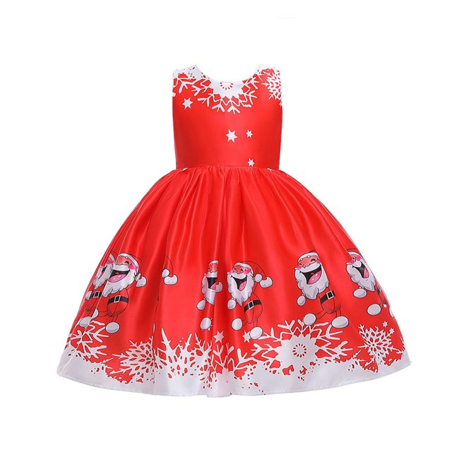 Robe de Noël pour Filles Costume de Père Noël Robes pour Enfants Robe de Princesse Robe de Soirée pour 3-10 Ans