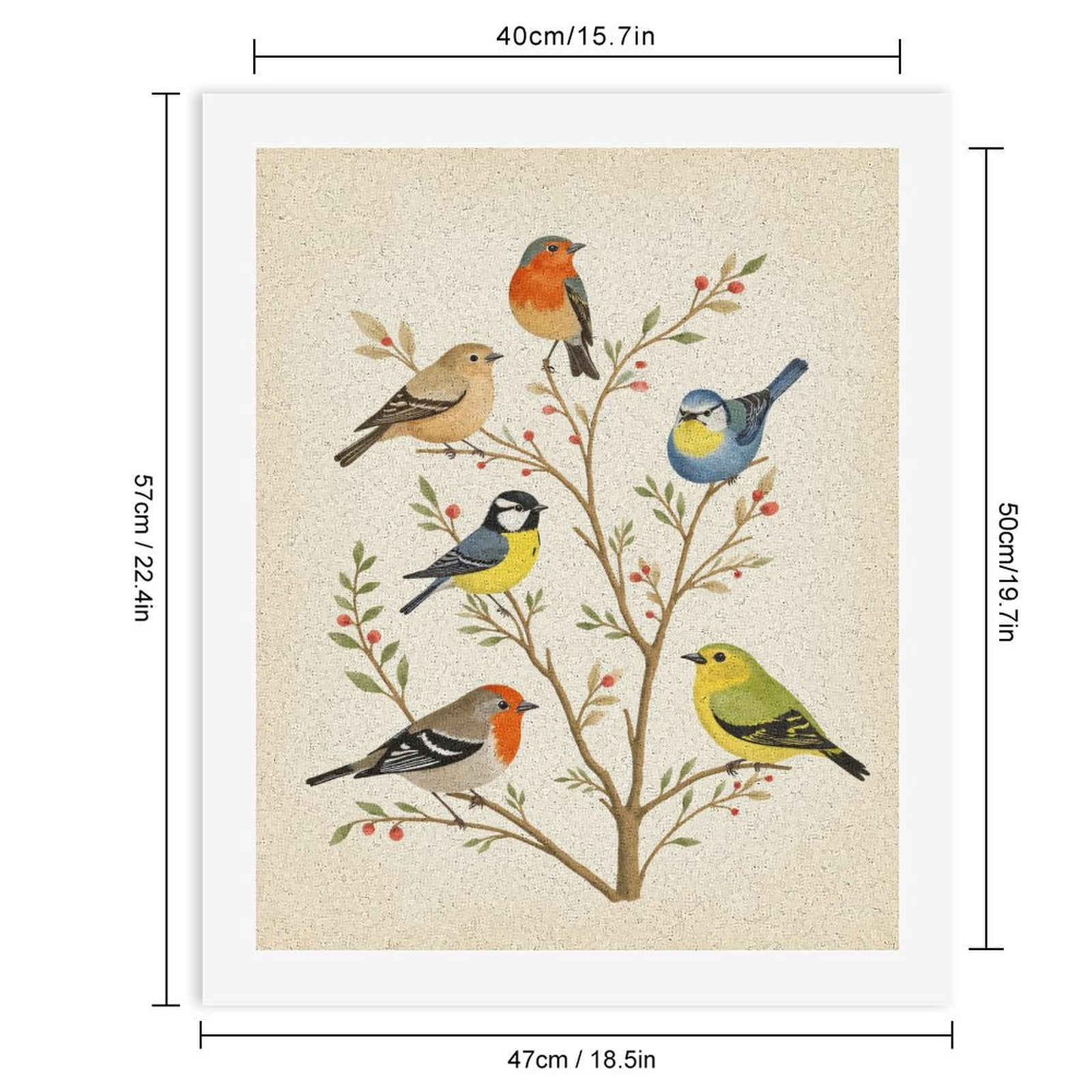 Paint by Numbers Kit for Adults, Colorful Birds On Branches Paint by Numbers, Easy Paint by Numbers Kit for Adults Beginner, DIY Adult Paint by Number Kits on Canvas, Home Decor