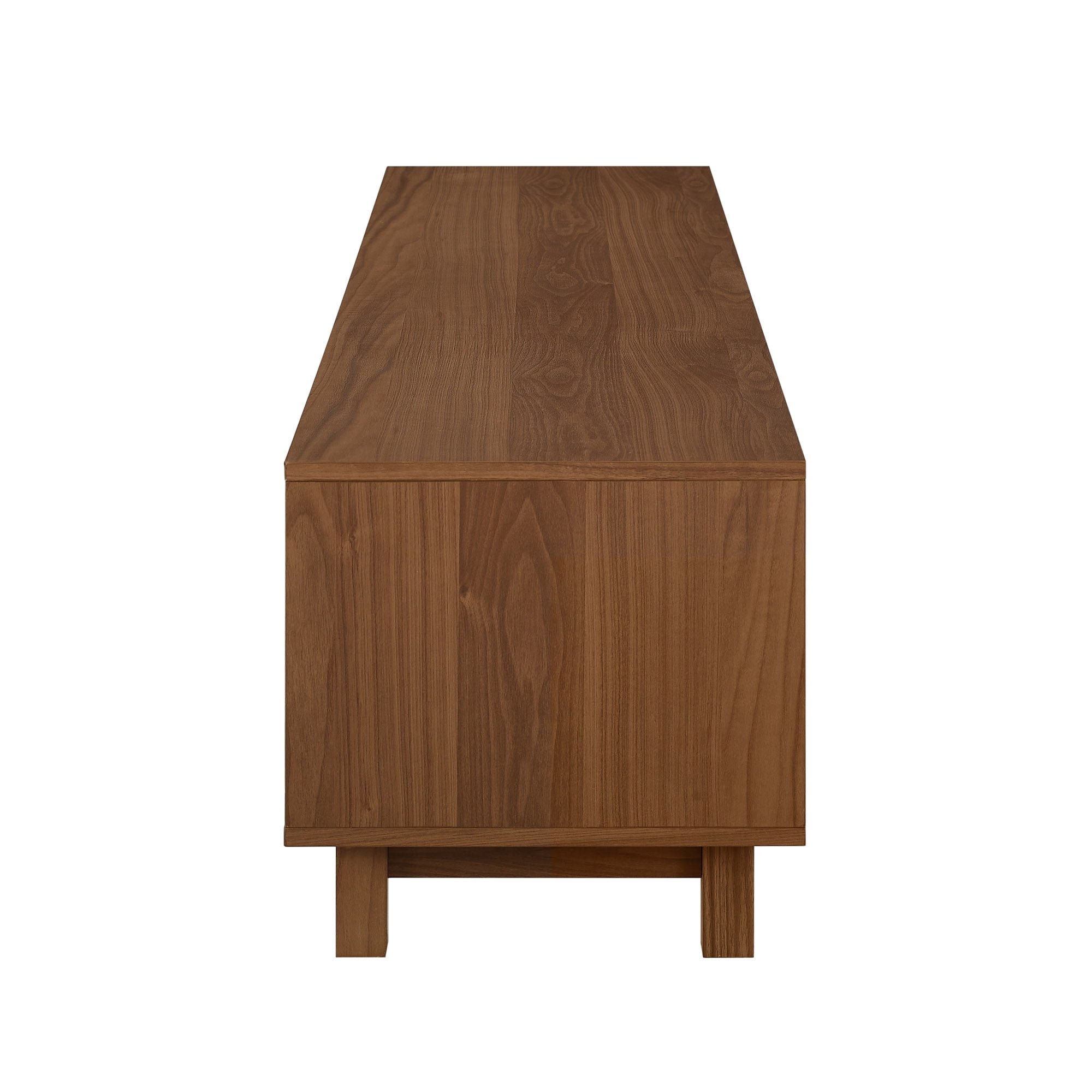 Walker Edison Mid-Century Modern Reeded 2-Door TV Stand for TVs up to 80”, Mocha