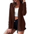 thumbnail image 2 of Women Casual Slim Sleeve Long Solid Color Buttons Open Stitch Coat Outwear Top, 2 of 6