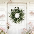 thumbnail image 4 of Mbvtdt 18" Artificial Olive Leaf & Fruit Wreath,Artificial Hanging Garland Ornament,Realistic Green Olive Branches with Spring Floral Accents,Home Wedding Arch Party Home Wall Garden Decorations, 4 of 8