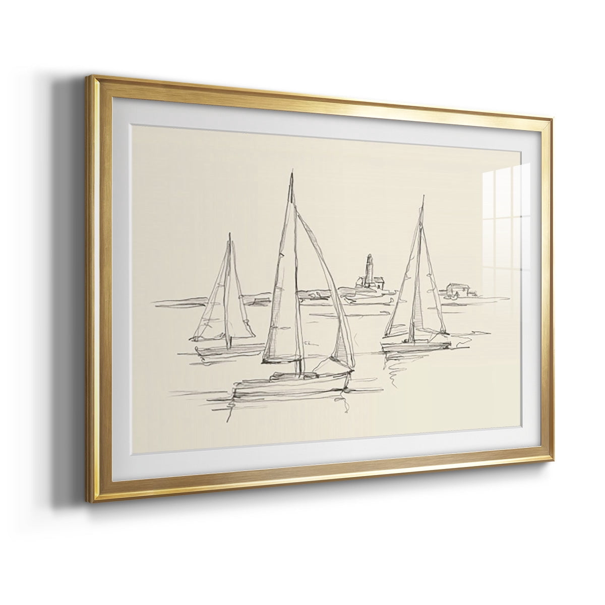 Coastal Contour Sketch II Premium Framed Print - Ready to Hang