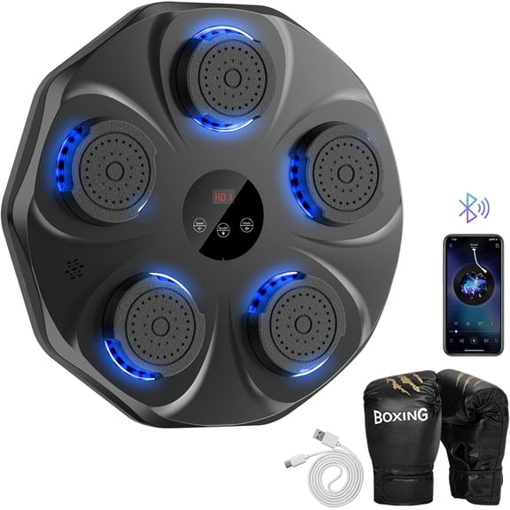 Music Boxing Machine with Bluetooth & Boxing Gloves - Wall-Mounted Electronic Fitness Trainer for Strength & Conditioning